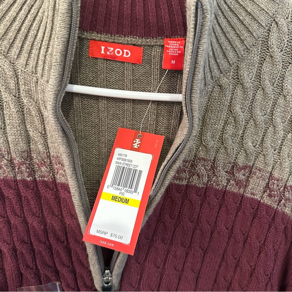 Izod 1/4 Zip Pullover Sweater Men’s Size M - Picture 4 of 5